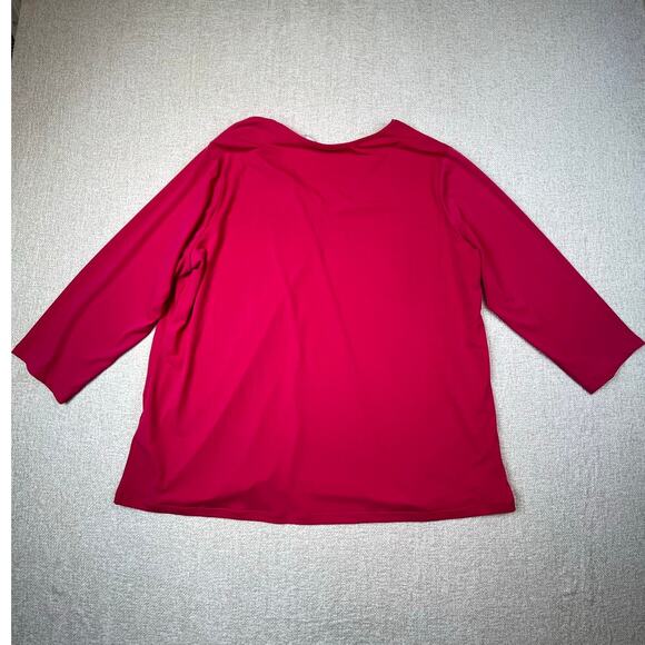 Susan Graver Women’s XL Red Liquid Knit 3/4 Sleeve Stretch Pullover Top Stretch - Picture 2 of 7